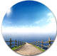 Endless Pier Into Blue Sea, Seascape Photo Round Wall Art, 11"