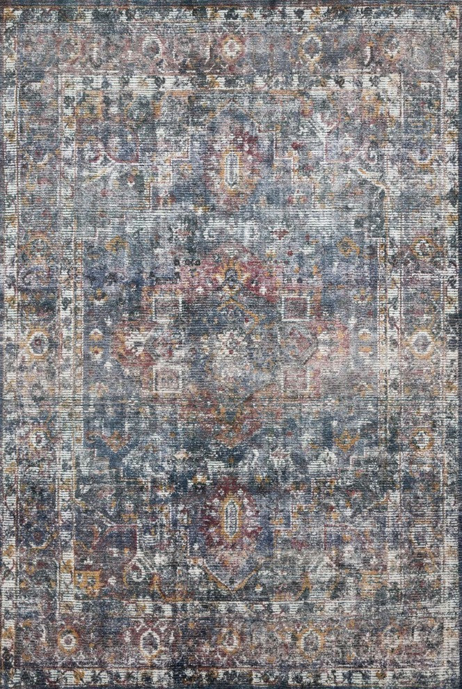Hand Woven Wool, Viscose from Bamboo Rumi Rug by Loloi, Navy/Multi, Sample