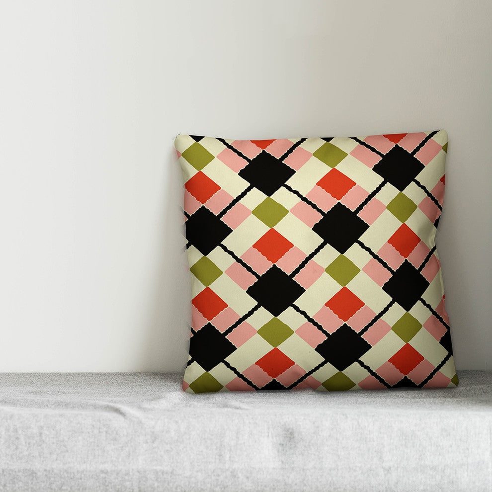 Multicolor Argyle Throw Pillow, 20"x20"