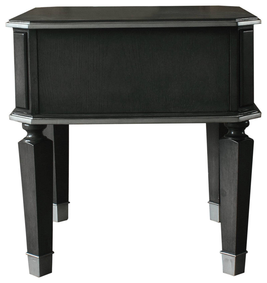 Beatrice End Table, Charcoal and Pearl White Finish