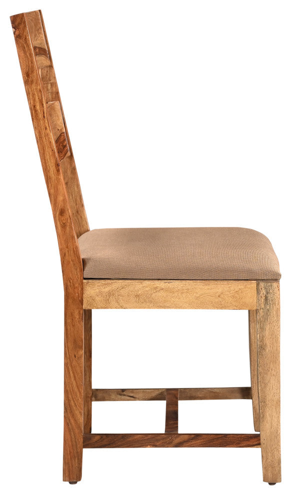 Damian 7-piece Upholstered Live Edge Solid Wood Dining Set, Brown