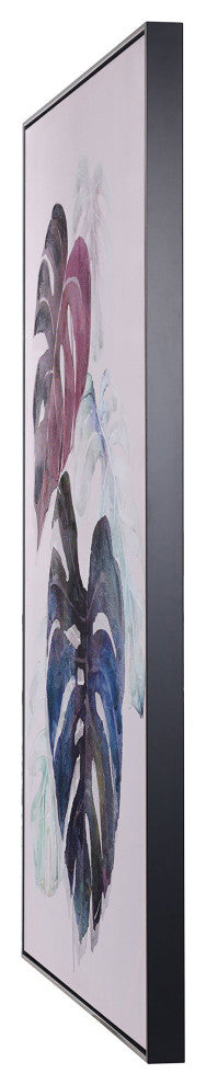 Colorful Palms I Art Print on Canvas Purple, Dark Blue, and Pastel Framed