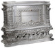 Benzara BM275516 Wood Nightstand, 2 Drawers, Ornate Carving, Gray/Light Gold