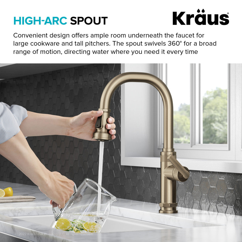 Sellette Pull-Down Kitchen Faucet, Spot Free Antique Champagne Bronze