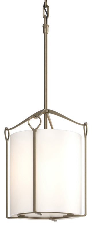 Bow Tall Mini Pendant, Soft Gold, Opal Glass