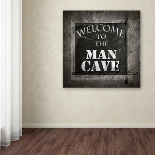 LightBoxJournal 'Welcome To Man Cave Warning' Canvas Art, 14" x 14"