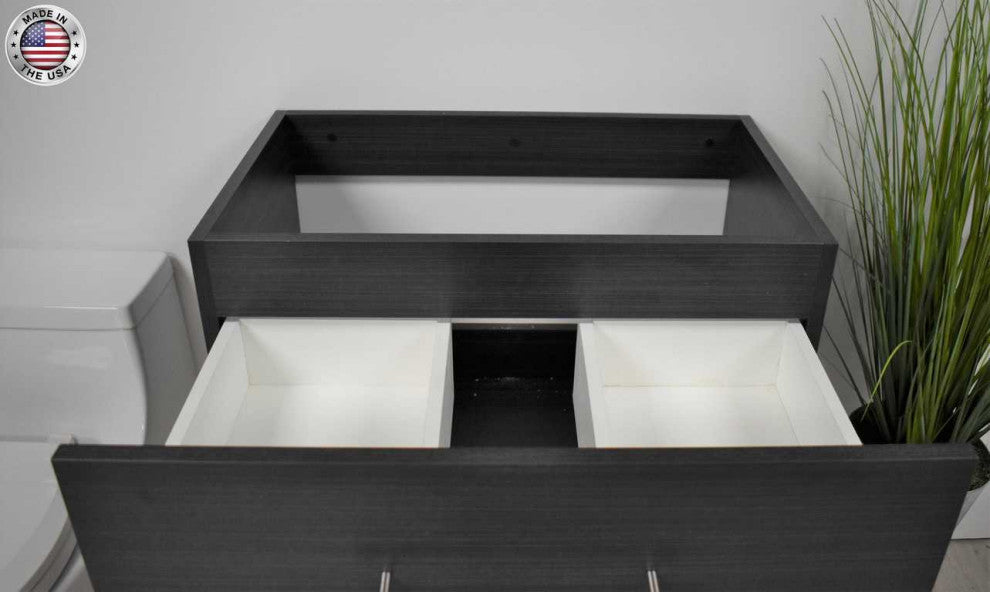 Napa 30" Modern Floating Bathroom Vanity With Round Handles Cabinet Only, Black Ash
