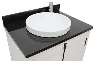 30" Single Vanity, Glacier Ash, Black Galaxy Top, Round Sink
