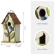 9.75"H Washed White Distressed Solid Wood Birdhouse With 3D Tree and Bird