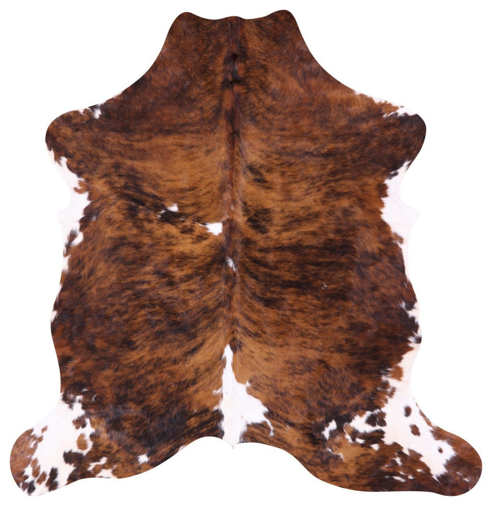 7' 1" X 6' 10" Brindle Natural Cowhide Rug C2246