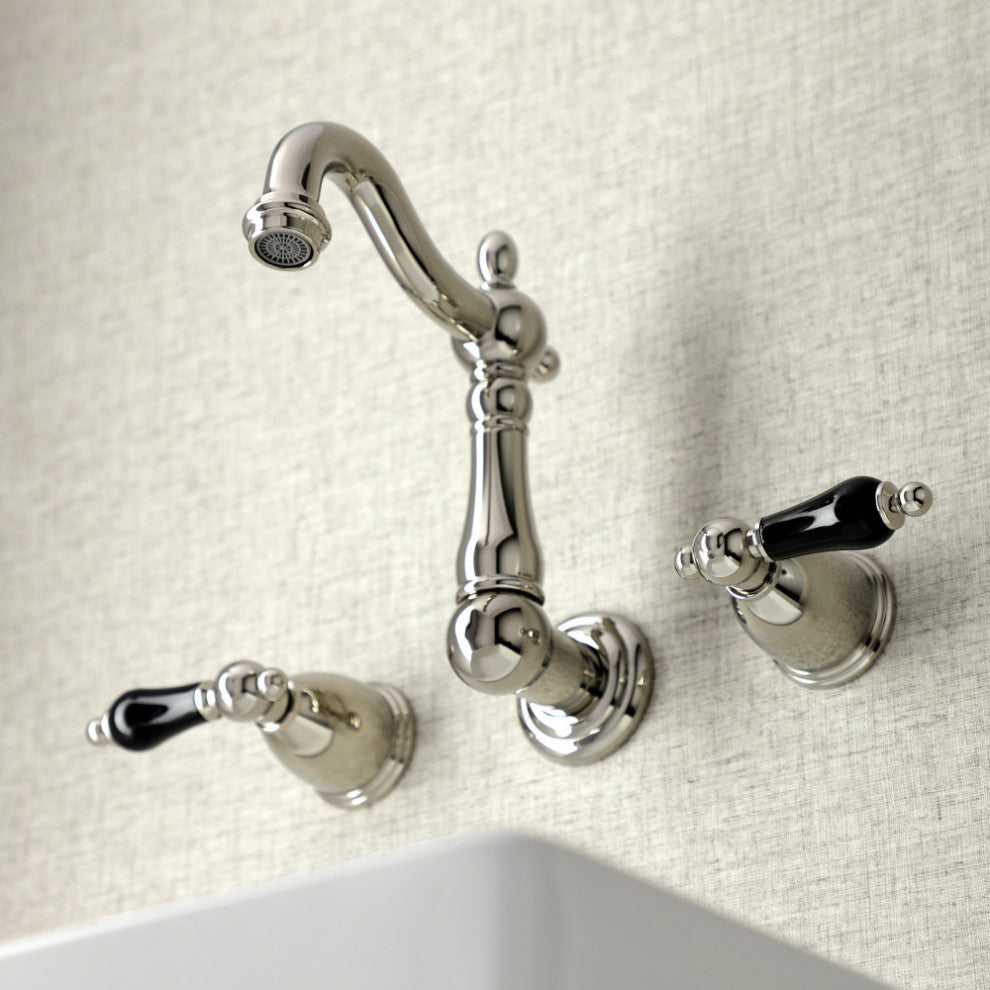 Kingston Brass KS1226PKL Two-Handle Wall Mount Bathroom Faucet, Polished Nickel