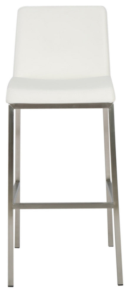 GDF Studio Jalen White Leather Bar Stools, Set of 2