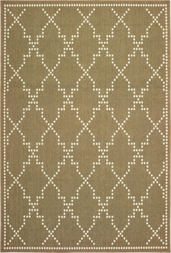 Oriental Weavers Marina Tan/ Ivory Geometric Indoor/Outdoor Rug 6'7"X9'6"