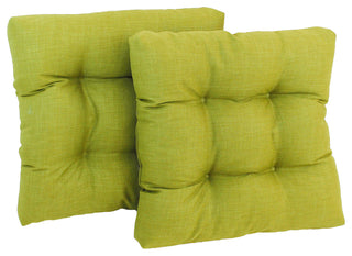 19" Squared Spun Polyester Tufted Dining Chair Cushion, Set of 2, Lime