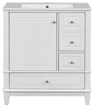 GDF Studio 30" Vanity With Ceramic Sink, Soft Close Door & Drawers, White
