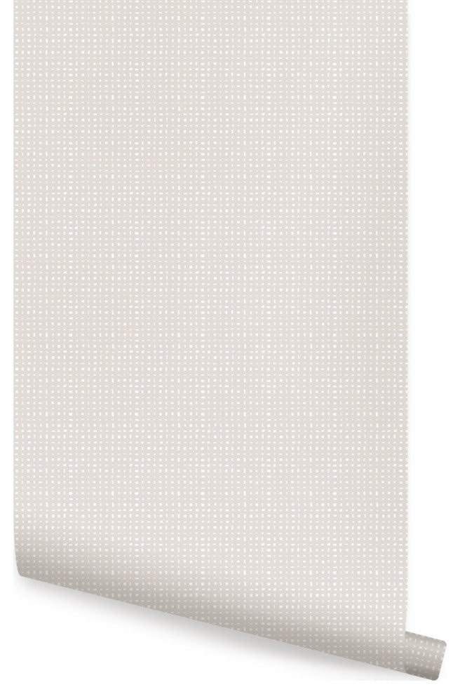 Burlap Hash Pattern Peel and Stick Vinyl Wallpaper, Light Grey, 24"w X 60"h