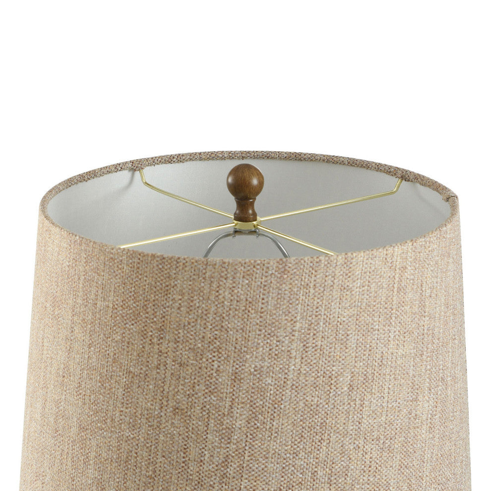 Walnut Ridge Table Lamp, Fishbone Polyresin and Aged Brass Body, Heathered Brown