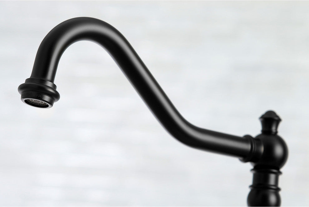 Kingston Brass Bridge Kitchen Faucet With Sprayer, Matte Black