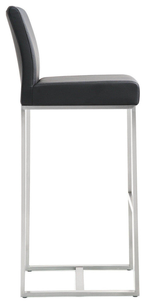 Denmark Stainless Steel Stool, Set of 2, Black/Silver, Bar Height
