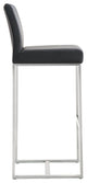 Denmark Stainless Steel Stool, Set of 2, Black/Silver, Bar Height