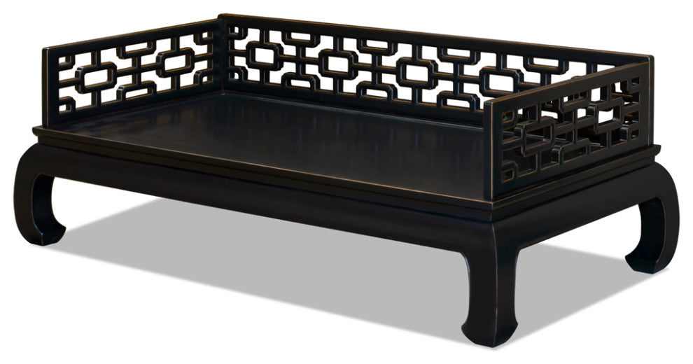 Distressed Black Elmwood Chinese Ming Day Bed