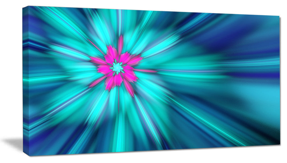 Rotating Blue Fireworks, Floral Canvas Art Print, 40x20