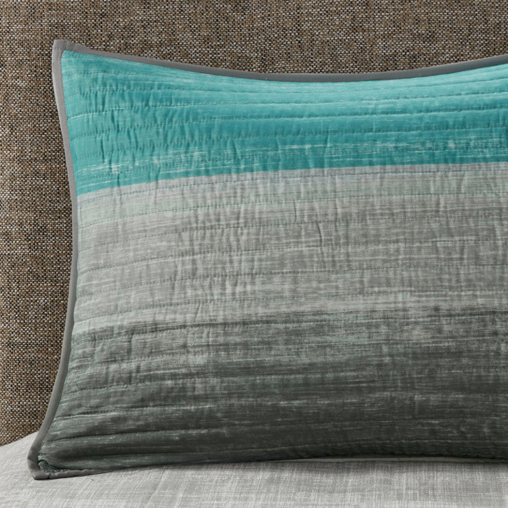 Madison Park Essentials Saben 8 Piece Quilt Set With Cotton Bed Sheets, Aqua