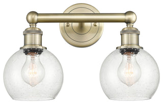 Athens 2-Light 15" Bath Vanity Light, Antique Brass, Seedy