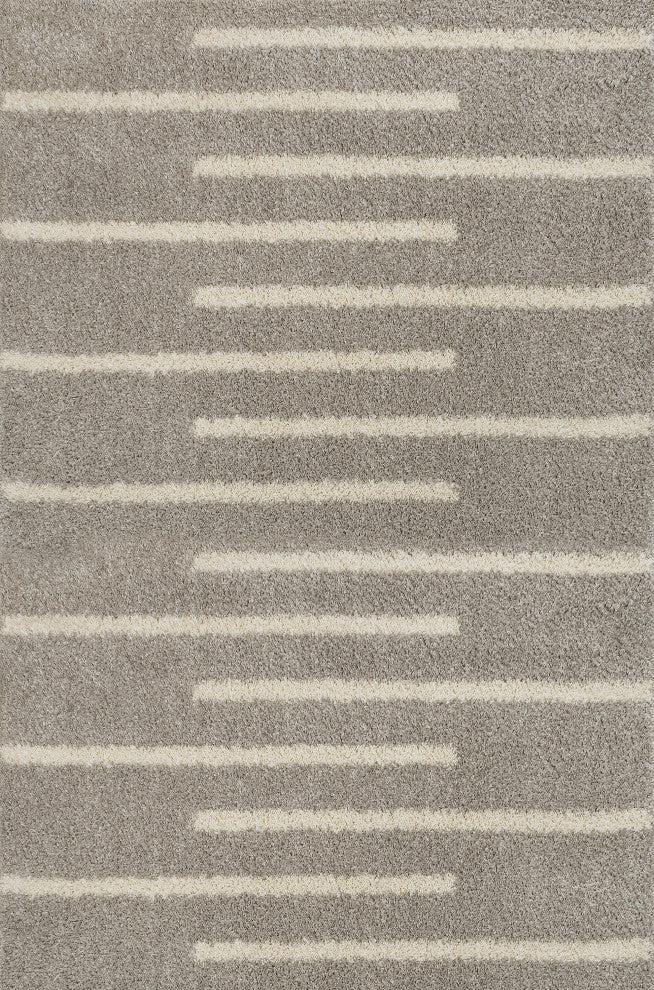 Alaro Berber Stripe Shag, Gray/Ivory, 5 Ft. X 8 Ft.
