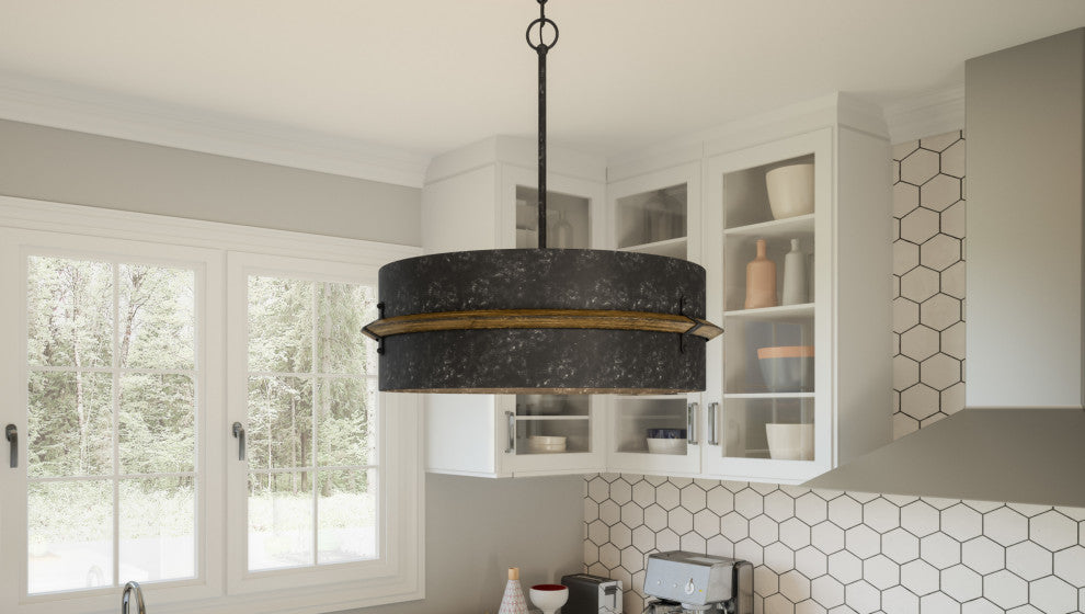 Quoizel QOP5336 Lariat 3 Light 21"W Pendant - Old Black Finish
