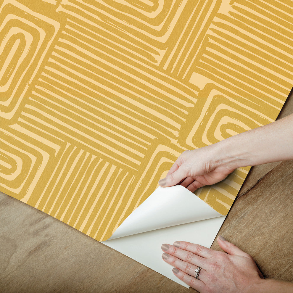 Emily Rayna Yellow Pathways Peel and Stick Wallpaper