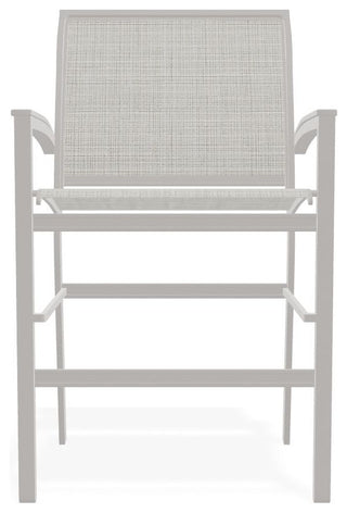 Bazza Sling Balcony Height Stackable Outdoor Stool, Deacon/Warm Gray