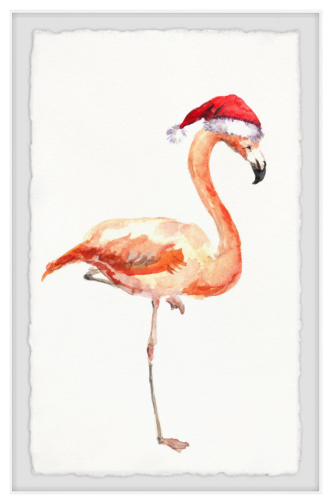 "Christmas Flamingo" Framed Painting Print, 30x45