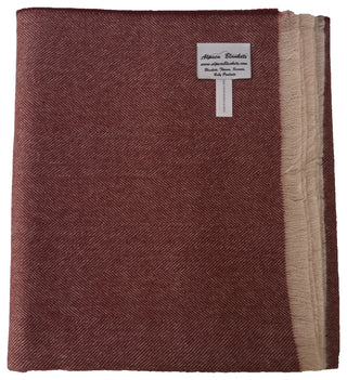 100% Premium Baby Alpaca Paris Herringbone Throw/Afghan, All Natural, Red
