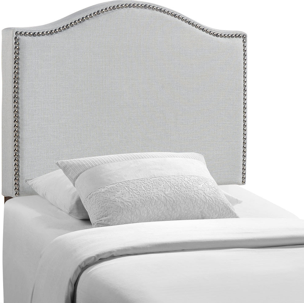 Modway Bedroom Curl Twin Nailhead Upholstered Headboard, Sky Gray