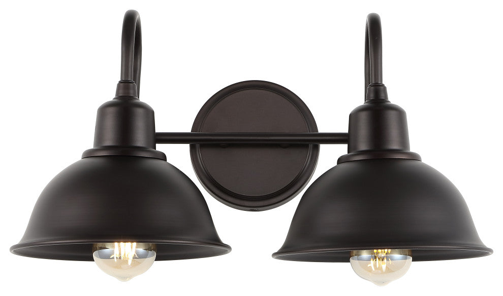 Frisco Farmhouse Industrial Iron LED Vanity, Oil Rubbed Bronze, 2-Light