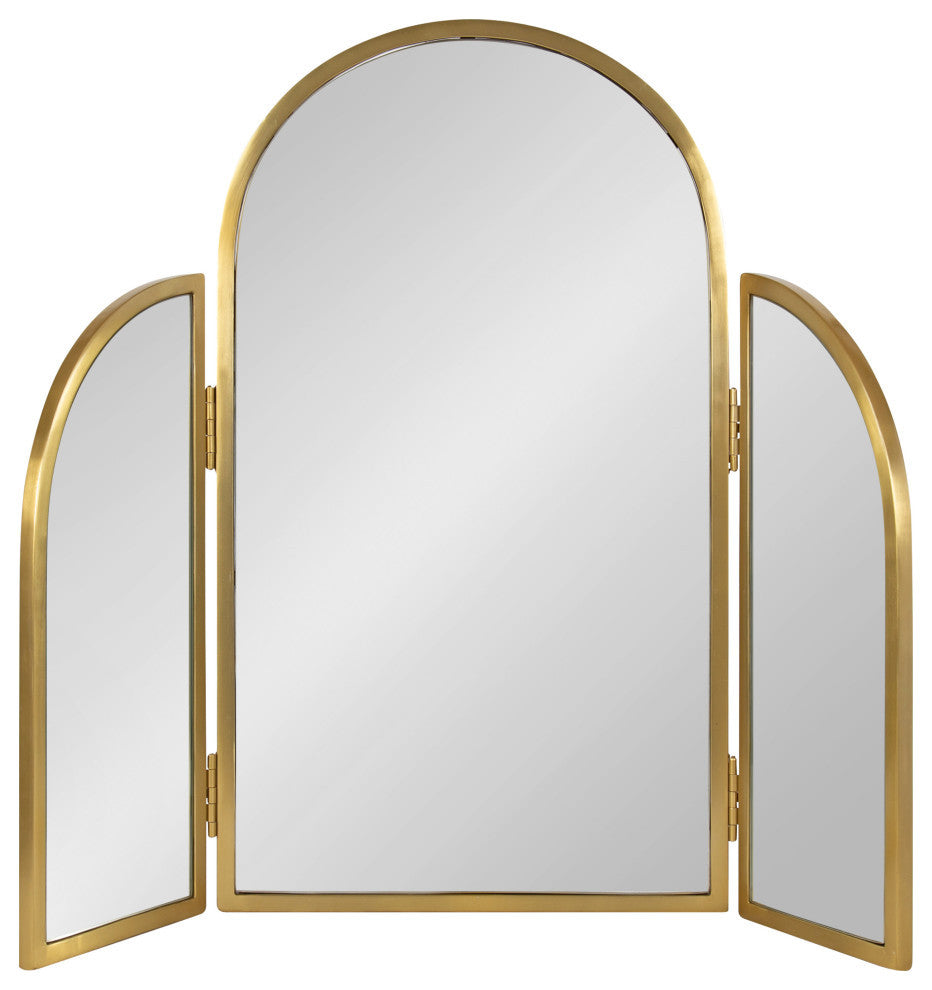 Amoli Tri-Fold Arch Mirror, Gold, 28x28
