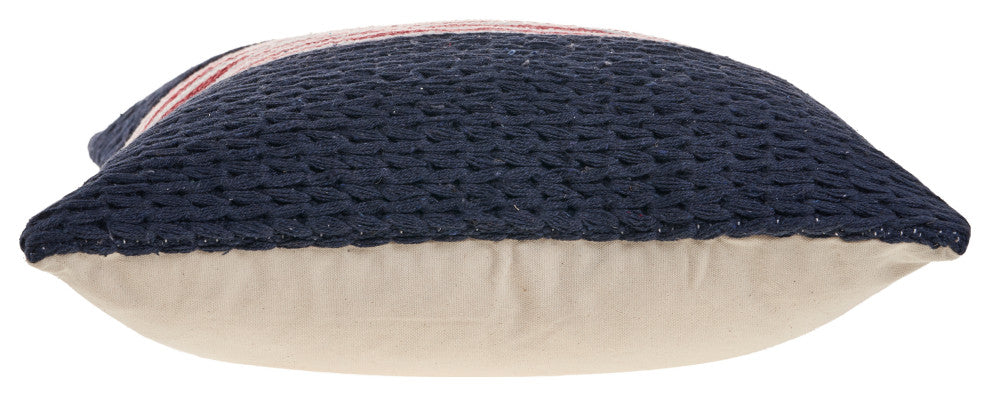 Navy Nautical Striped Throw Pillow
