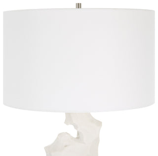 Contemporary White Faux Marble Sculpture Table Lamp 32 in Organic Shape Modern