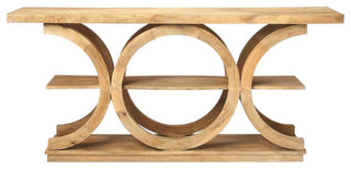 Contemporary Mango Wood Console Table, 3 Shelves