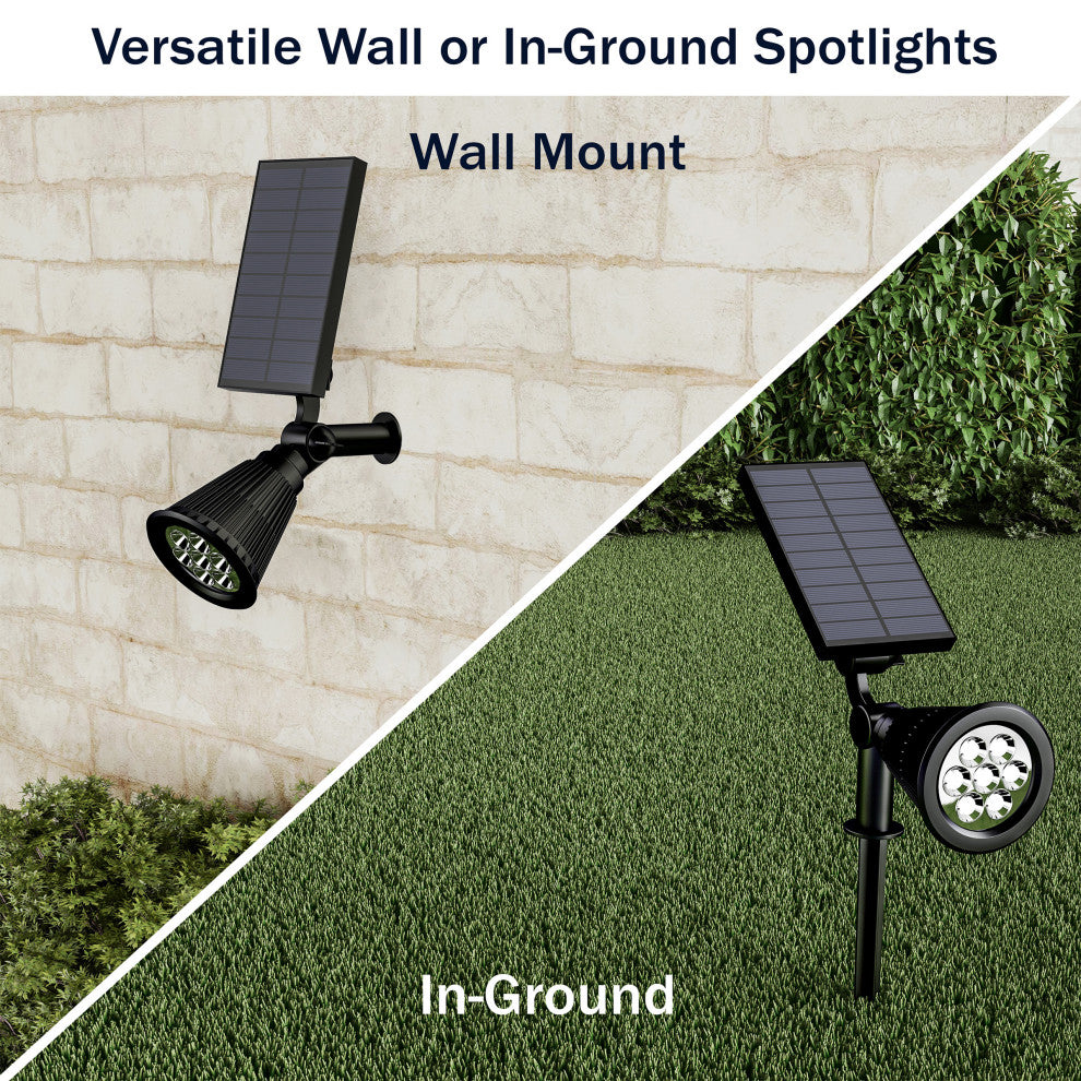 Pure Garden Outdoor LED Solar Lights-2 Pack-7 Bulb Spotlights, Cool White