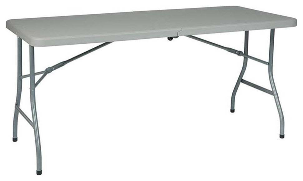 5 foot Light Gray Resin Multi Purpose Center Fold Table with Wheels