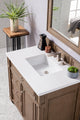 Bristol 36" Single Vanity Whitewashed Walnut, White Zeus Quartz