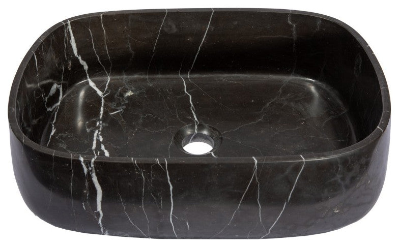 Eden Bath EB_S058NM-H Rounded Rectangular Vessel Sink in Nero Marquino Marble