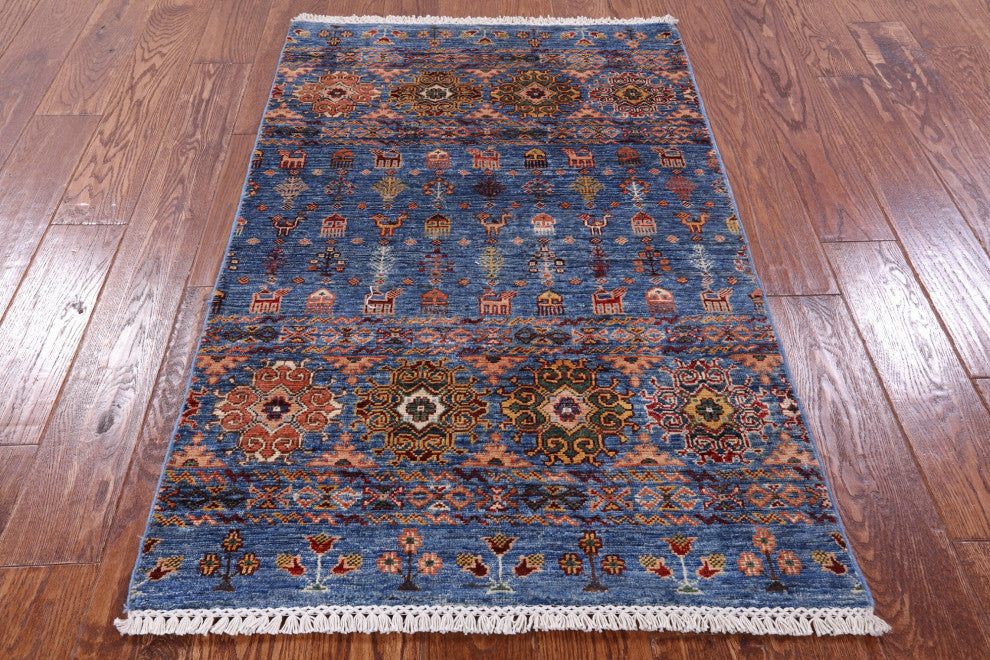 Hand Knotted Persian Gabbeh Tribal Wool Rug 2' 9" X 4' 4" Q10073