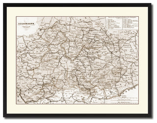 Central Germany Vintage Sepia Map Canvas Print, 28"x37"