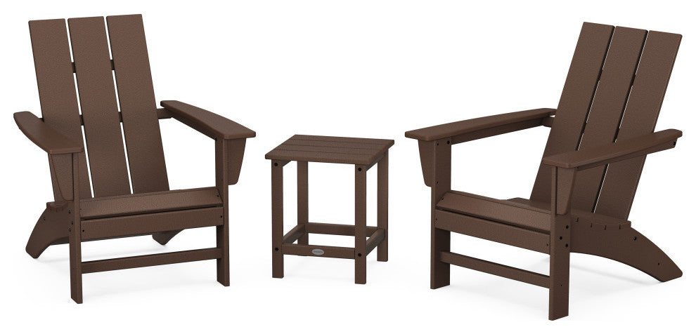 Modern 3-Piece Adirondack Set, Long Island 18" Side Table, Mahogany