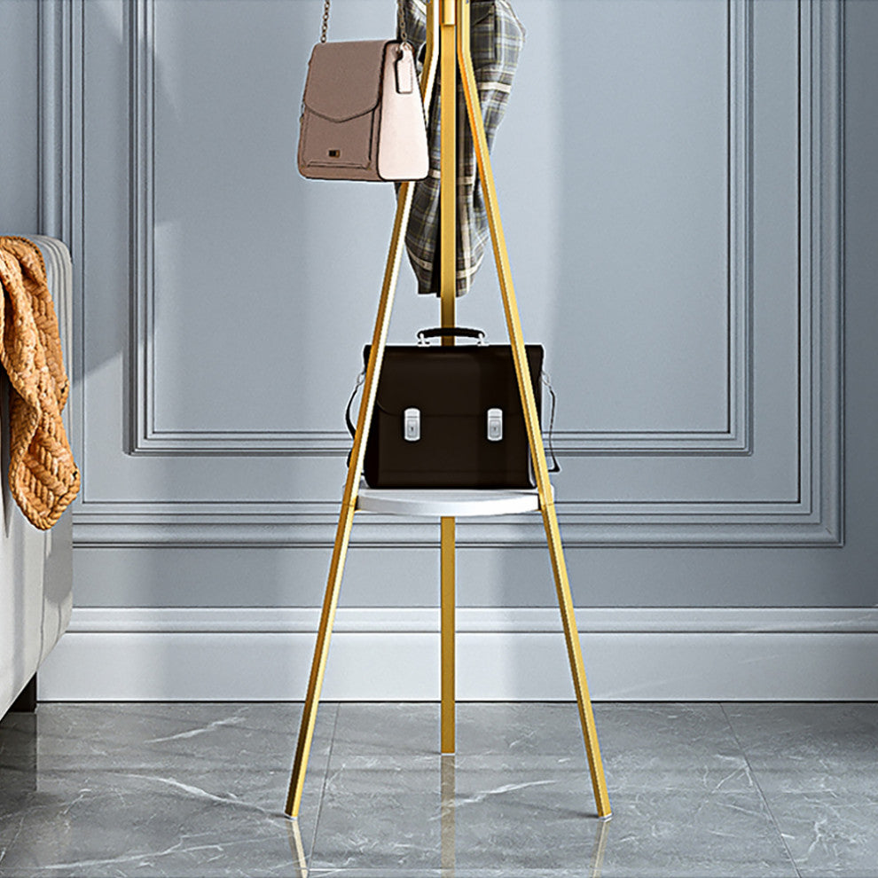 70.9" Modern Freestanding Coat Rack Hanging with Shelf Marble Base, Gold