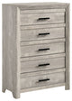 Ellen 5 Drawer Chest, White