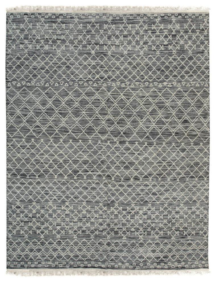 EORC Black Handwoven Wool Punja Kilim Rug 4'x6'